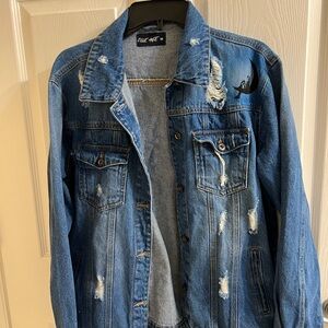 New without tag Blue Age Distressed Denim Jacket 90 look sz M